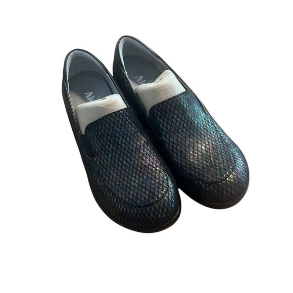 Alegria Womens Black Iridescent Slip-On Loafers  Emma Wedge Clogs Size 39 Size 9 - Picture 1 of 10